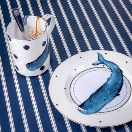 Grande nappe enduite large ou longue Voyage bleu marine