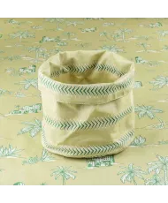 Corbeille a pain verte en coton enduit, panière design tissu antitache.