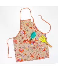 tablier enfant multicolore au joli motif floral, coton enduit de qualite