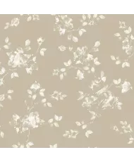 Nappe toile enduite beige, coton enduit motif fleur beige-lin et blanc