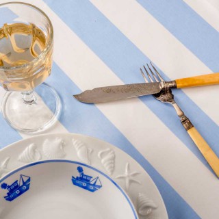 Nappe de table grande largeur Croisière bleu
