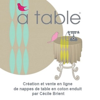 Nappe de table motif bord de mer Poissons design. Toile enduite marine