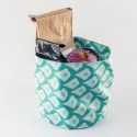 Corbeille tissu enduit Deco bleu-vert
